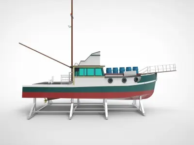 docking fishing ship 3D model