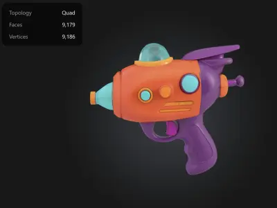 Ray Gun Stylized Low-Poly 3D Model Low-poly 3D model Free 3D model