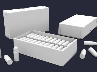 Revolver cartridges Low-poly 3D model