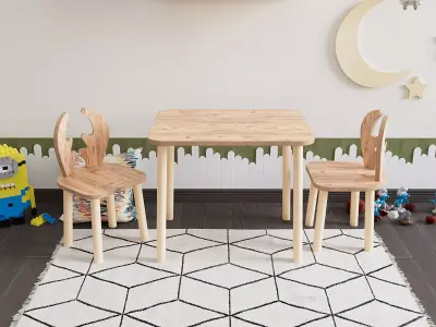 ANIMAL MOTIF CHILD TABLE AND CHAIR SET Free 3D model