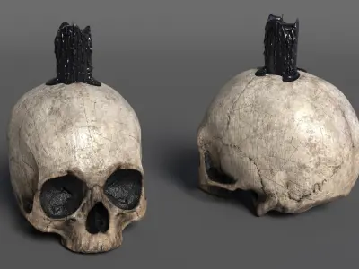 Gothic Skull Candle Decor 3D model