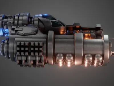 Highpoly Spaceship with flames 3D model