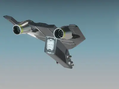 Futuristic jet Low-poly 3D model