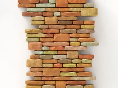 Brick granite color stone many part 3D model