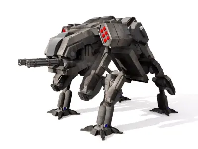 military robot guard unit lowpoly 3D model