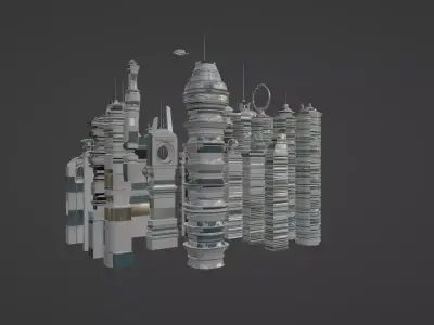 Sci fif buildings Free 3D model