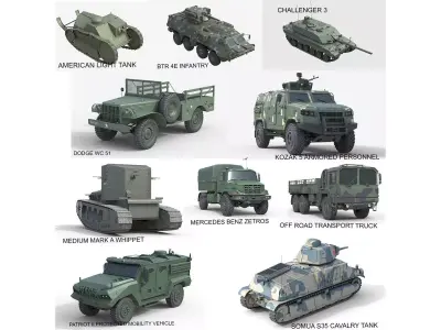 10 Military Vehicles Collection v16 Low-poly 3D model