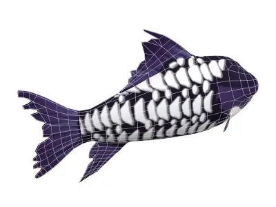 Giant Carp Fish Cartoon Animated Low-poly 3D model