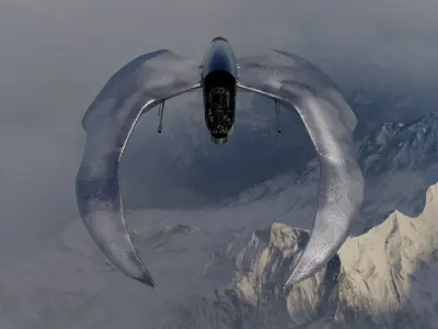 Spaceship 3D model Low poly futuristic aircraft Low-poly 3D model