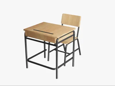 Chair and school desk Free low-poly 3D model