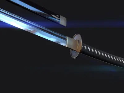 Katana samurai sword 3d Models and Textures Low-poly 3D model
