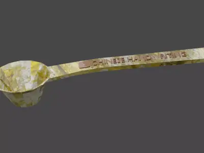 Porcelain spoon with Youtube logo on it Low-poly 3D model