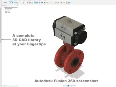 DIN-EN Butterfly Valves - Double Flanged - Red 3D model