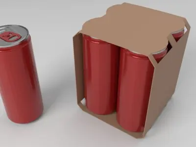 Beverage Branding Package No12 4Pack Low-poly 3D model