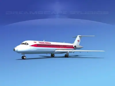 Douglas DC-9-30 TWA 3D model