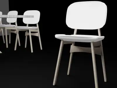 Dining Furniture Set Dining Table Chairs and Glass Vase 3D model