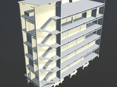 Building in section cut 3D model
