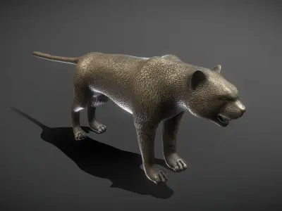 Leopard Bronze Statue Low-poly 3D model