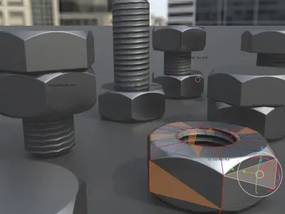 Low-Poly Screw and Nuts - Remastered Low-poly 3D model