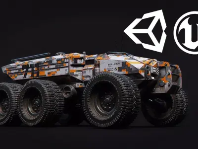 Technical Vehicle Unreal Engine Rigged UE4  8K Textures Low-poly 3D model