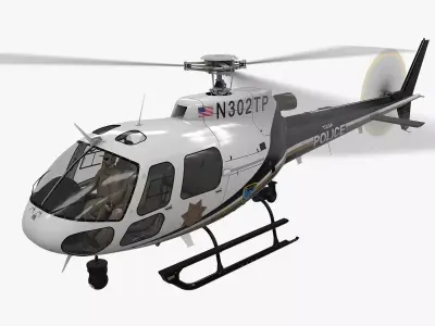 AS-350 Tulsa Police Animated Low-poly 3D model