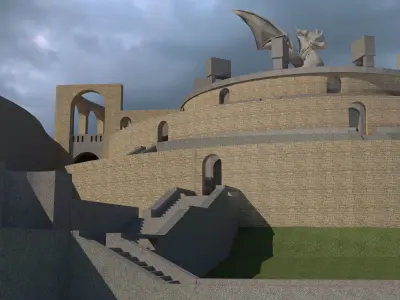 Building - Mausoleum of Spyro - Low Poly - 3D Model statue Low-poly 3D model