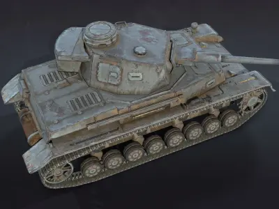 Pz Kpfw IV Tank Low-Poly Low-poly 3D model