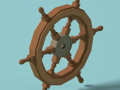 Low Poly Ship Wheel Low-poly 3D model