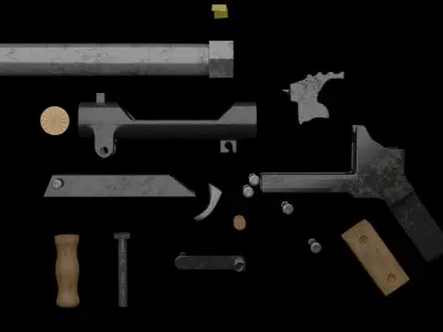 Pipe Hand Cannon Shotgun Low-poly 3D model