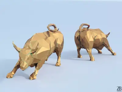 Lowpoly Charging Bull 3D model