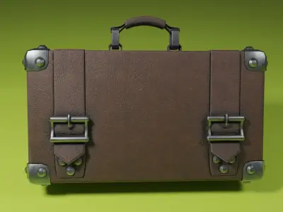 Lowpoly PBR leather suitcase game ready Free low-poly 3D model
