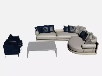 Italian concept living room seating 3D model Free 3D model