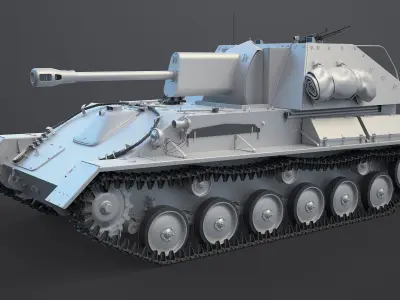 SU-76M High-Poly wwii armoured car 3D model
