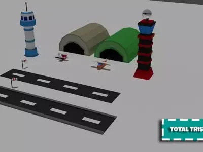 Low Poly AirPort road Low-poly 3D model