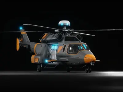Sci-fi Helicopter Low-poly 3D model