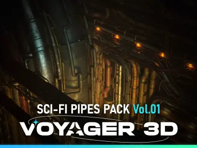 SciFi Pipes Pack Vol01 Low-poly 3D model