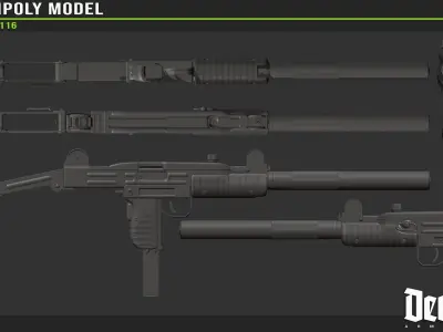 UZI Highpoly model gun 3D model