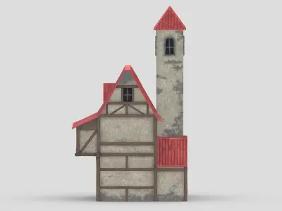 Medieval Building 03 Low Poly PBR Realistic Low-poly 3D model