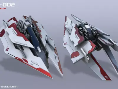 Scifi Hovercraft Low-poly 3D model