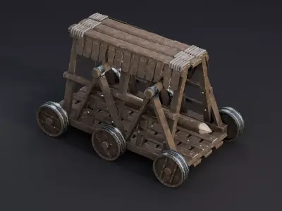 Medieval Siege Weapon - Light Battering ram Low-poly 3D model