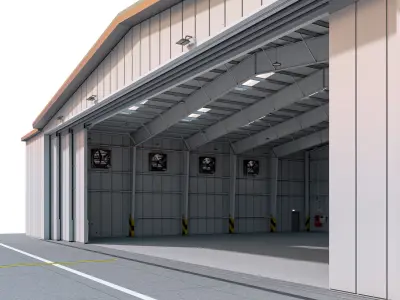 Airplane hangar for business aviation Low-poly 3D model