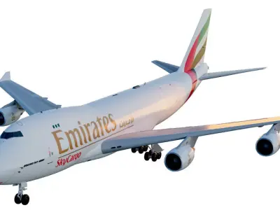 Realistic Emirates SkyCargo Boeing 777F Airplane 3D Model 3D model