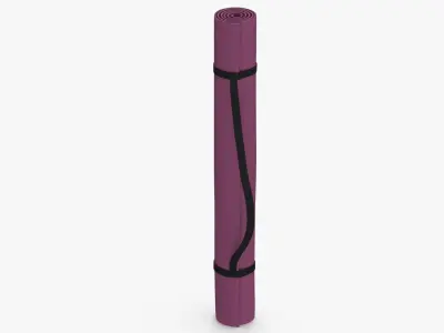 Yoga Mat Purple and Blue Strap 3D model