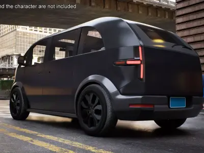 Electric Minibus Premium Black Rigged for Cinema 4D 3D model