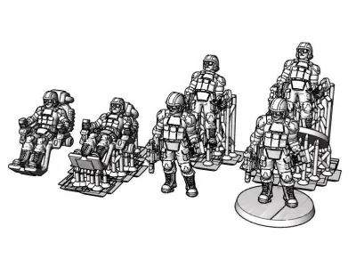 28mm Waldo Size Reference Figure With Cockpit Free 3D print model
