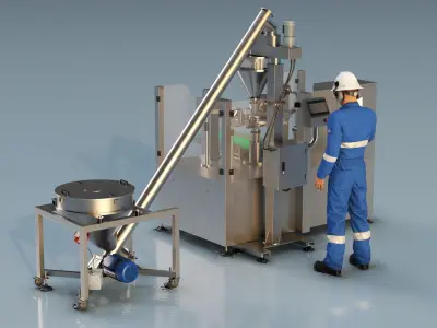 Bulk Product Packaging Machine Operation Worker 3D model