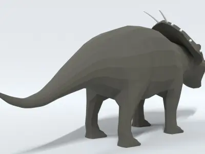 Low Poly Cartoon Achelousaurus Dinosaur Low-poly 3D model