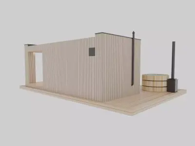 MODERN MODULAR OUTDOOR SAUNA BATH HOUSE WITH JACUZZI 3D MODEL 3D model