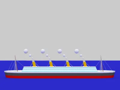 Low Poly Simple Cartoon Titanic Low-poly 3D model