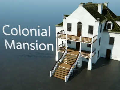 Colonial Mansion Low-poly 3D model